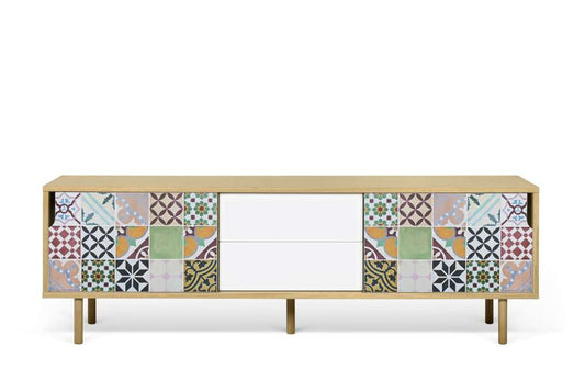 TEMAHOME - Dann 201 Tiles Patchwork Sideboard in Oak / Pure White & Vinyl / Oak - 9500404801 veiw 1