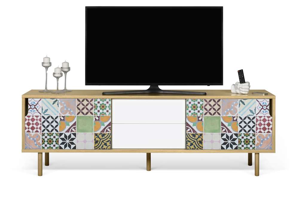 TEMAHOME - Dann 201 Tiles Patchwork Sideboard in Oak / Pure White & Vinyl / Oak - 9500404801 veiw 2