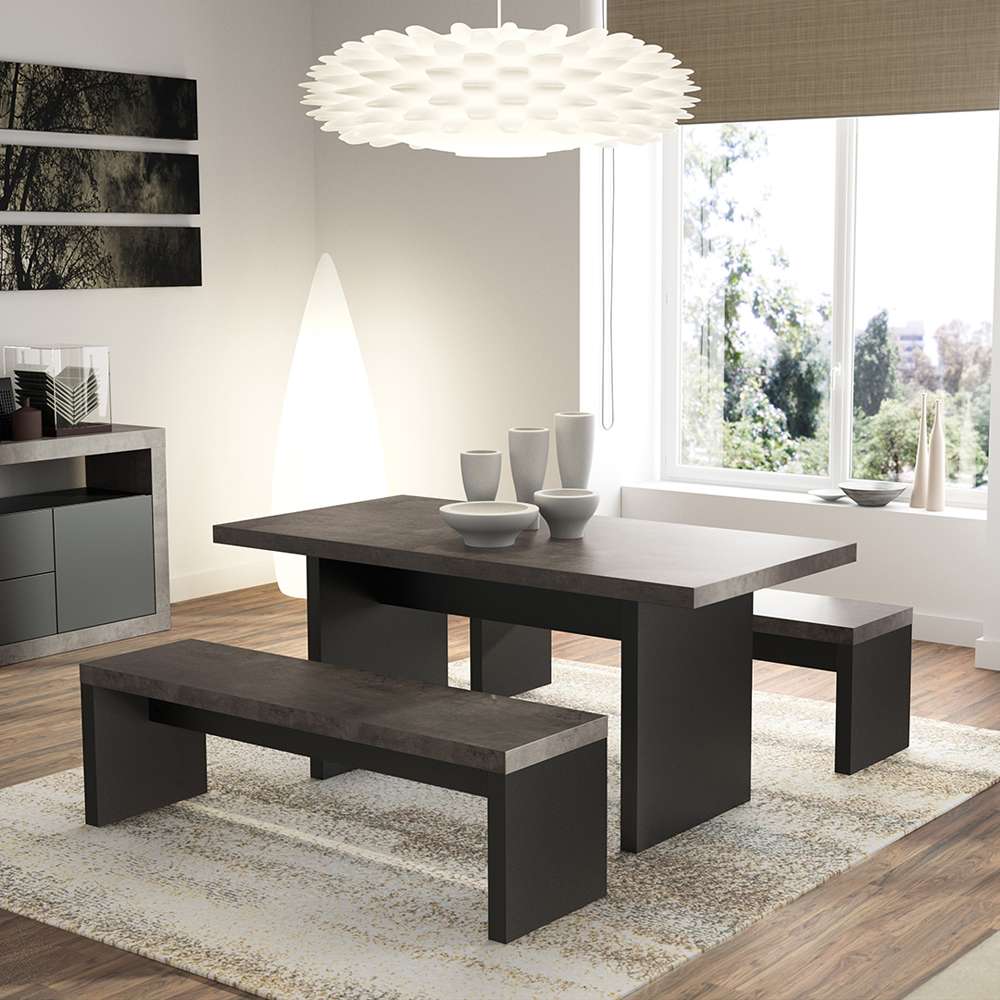 TEMAHOME - Detroit Bench in Concrete and Pure Black - 9000130663 veiw 2