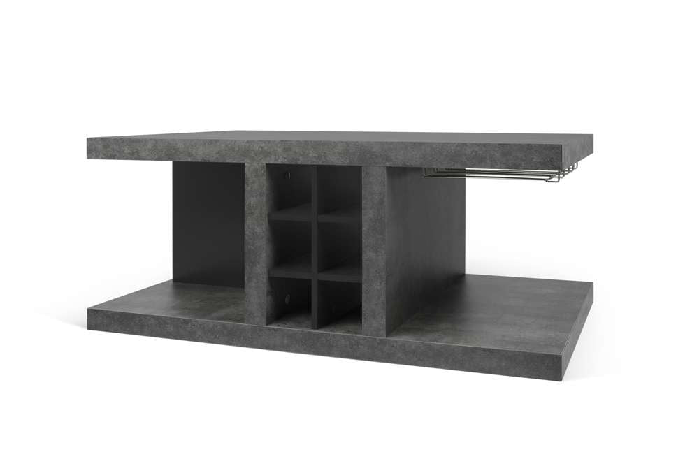 TEMAHOME - Detroit Coffee Table With Bar in Concrete and Pure Black - 9500627705 veiw 2