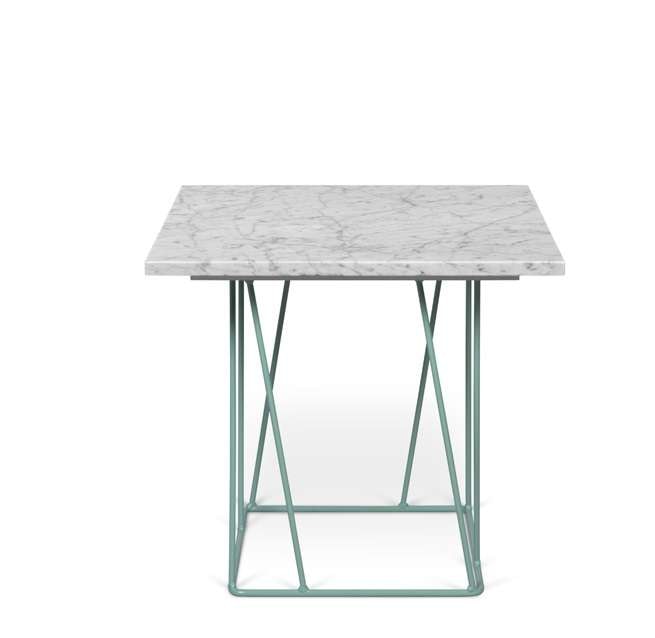 TEMAHOME - Helix 20x20 Marble-Top Side Table in White Marble / Sea Green Lacquered Steel - 9500627354 veiw 1