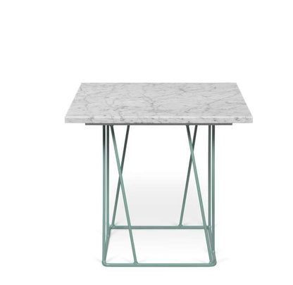 TEMAHOME - Helix 20x20 Marble-Top Side Table in White Marble / Sea Green Lacquered Steel - 9500627354 veiw 1