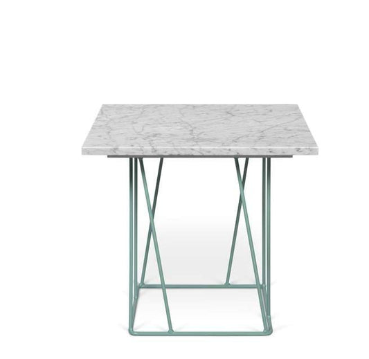 TEMAHOME - Helix 20x20 Marble-Top Side Table in White Marble / Sea Green Lacquered Steel - 9500627354 veiw 1