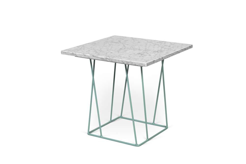 TEMAHOME - Helix 20x20 Marble-Top Side Table in White Marble / Sea Green Lacquered Steel - 9500627354 veiw 2