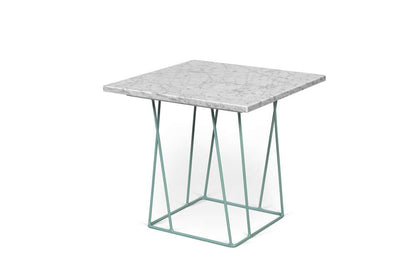 TEMAHOME - Helix 20x20 Marble-Top Side Table in White Marble / Sea Green Lacquered Steel - 9500627354 veiw 2