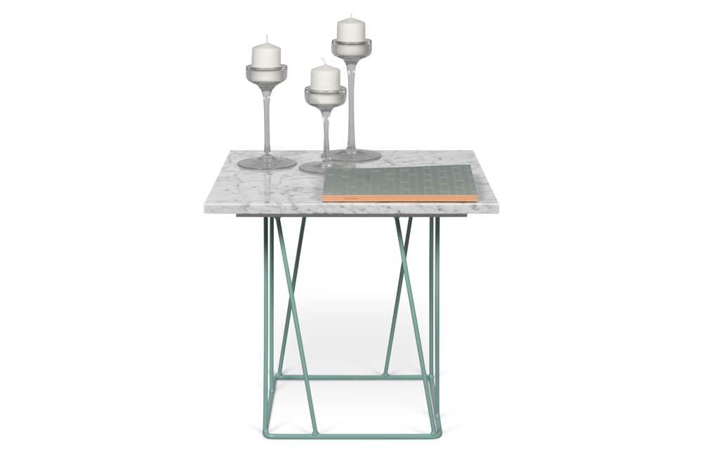 TEMAHOME - Helix 20x20 Marble-Top Side Table in White Marble / Sea Green Lacquered Steel - 9500627354 veiw 3