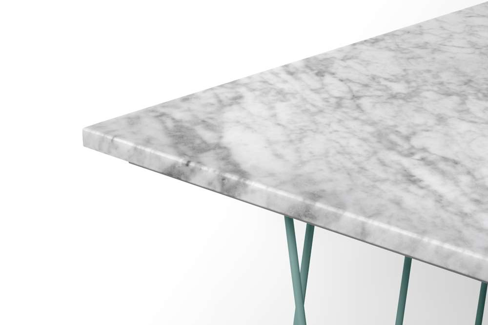TEMAHOME - Helix 20x20 Marble-Top Side Table in White Marble / Sea Green Lacquered Steel - 9500627354 veiw 4