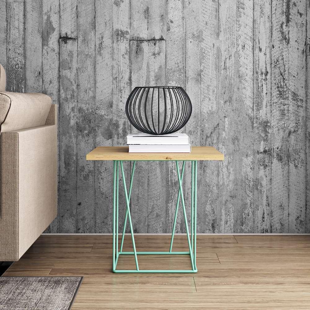 TEMAHOME - Helix 20x20 Side Table  in Oak / Sea Green Lacquered Steel - 9500626814 veiw 6