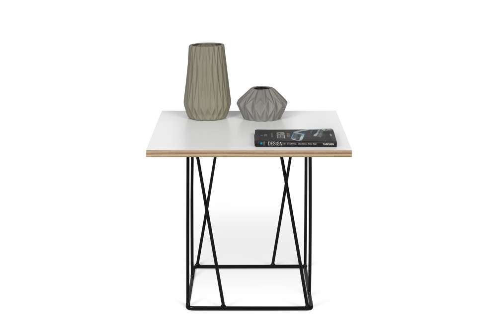 TEMAHOME - Helix 20x20 Side Table  in Pure White & Plywood / Black Lacquered Steel  - 9500626845 veiw 3
