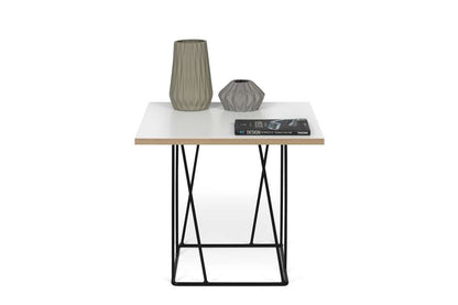 TEMAHOME - Helix 20x20 Side Table  in Pure White & Plywood / Black Lacquered Steel  - 9500626845 veiw 3