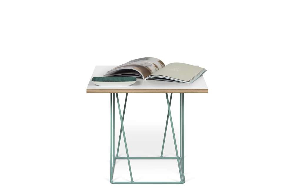 TEMAHOME - Helix 20x20 Side Table  in Pure White & Plywood / Sea Green Lacquered Steel  - 9500626821 veiw 3