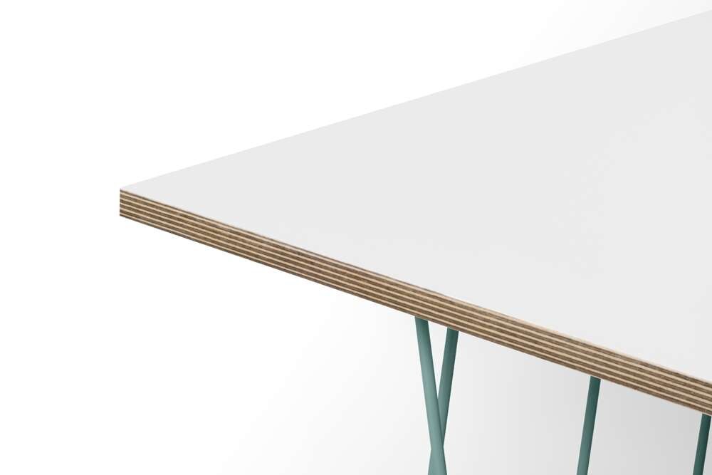TEMAHOME - Helix 20x20 Side Table  in Pure White & Plywood / Sea Green Lacquered Steel  - 9500626821 veiw 4