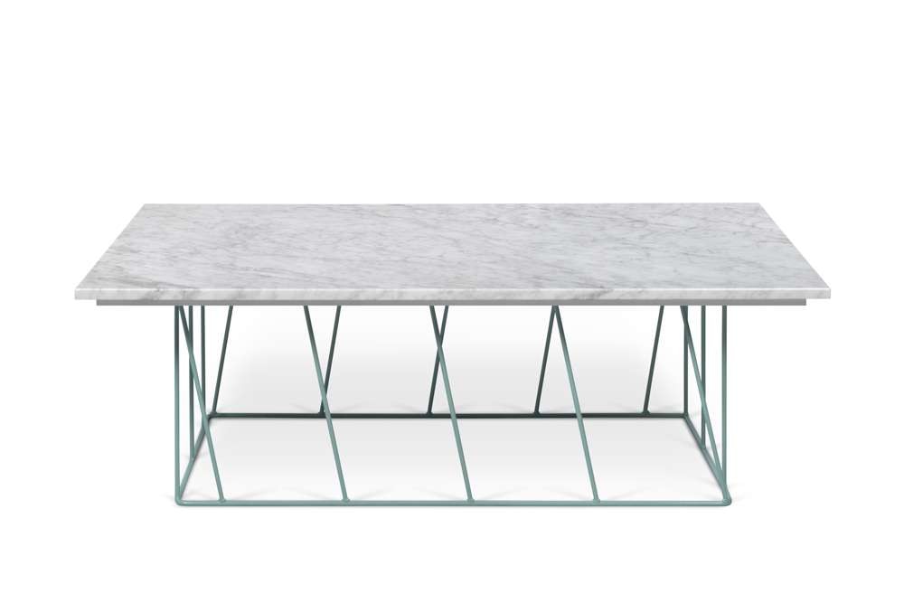 TEMAHOME - Helix 47x30 Marble-Top Coffee Table in White Marble / Sea Green Lacquered Steel - 9500627453 veiw 1