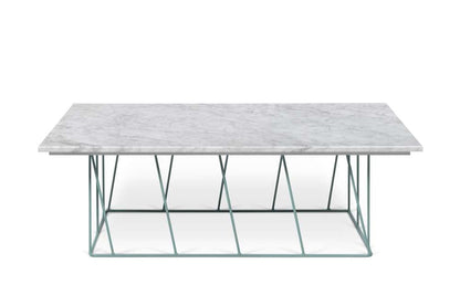 TEMAHOME - Helix 47x30 Marble-Top Coffee Table in White Marble / Sea Green Lacquered Steel - 9500627453 veiw 1