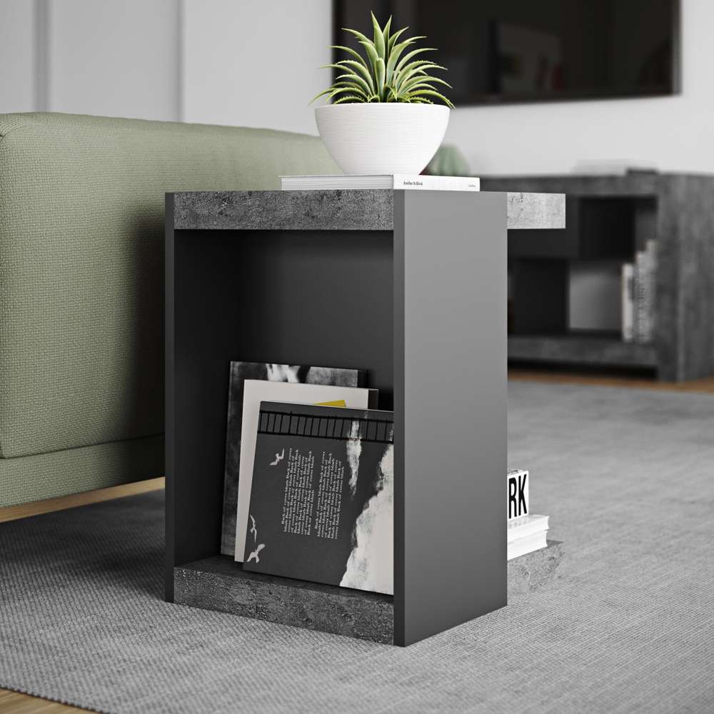 TEMAHOME - Klaus Side Table in Concrete Color / Pure Black - 9000627804 veiw 8
