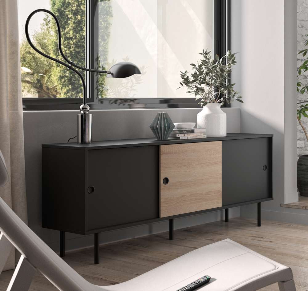 TEMAHOME - Zip Low Sideboard in Black / Natural Oak Color - E4113A7607A87 veiw 9