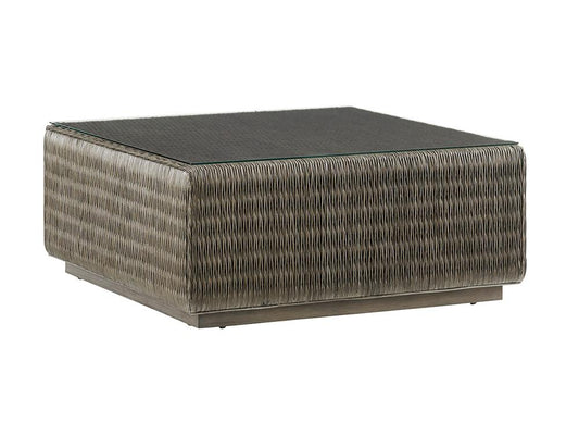 Tommy Bahama Home - Cypress Point Seawatch Woven Cocktail Table Tempered Glass Top, Smoke Gray - 562-947GT veiw 1