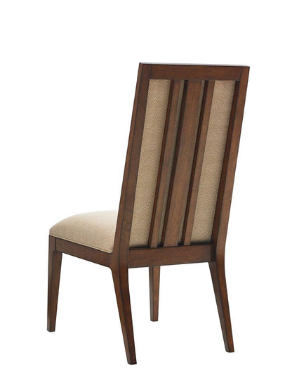 Tommy Bahama Home - Island Fusion Natori Slat Back Side Chair in Gold Geometric Fabric - 556-880-01 veiw 2