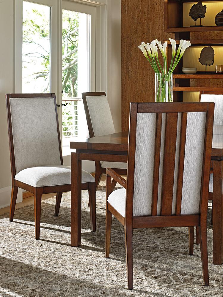Tommy Bahama Home - Island Fusion Natori Slat Back Side Chair in Off White Fabric - 556-880-02 veiw 4