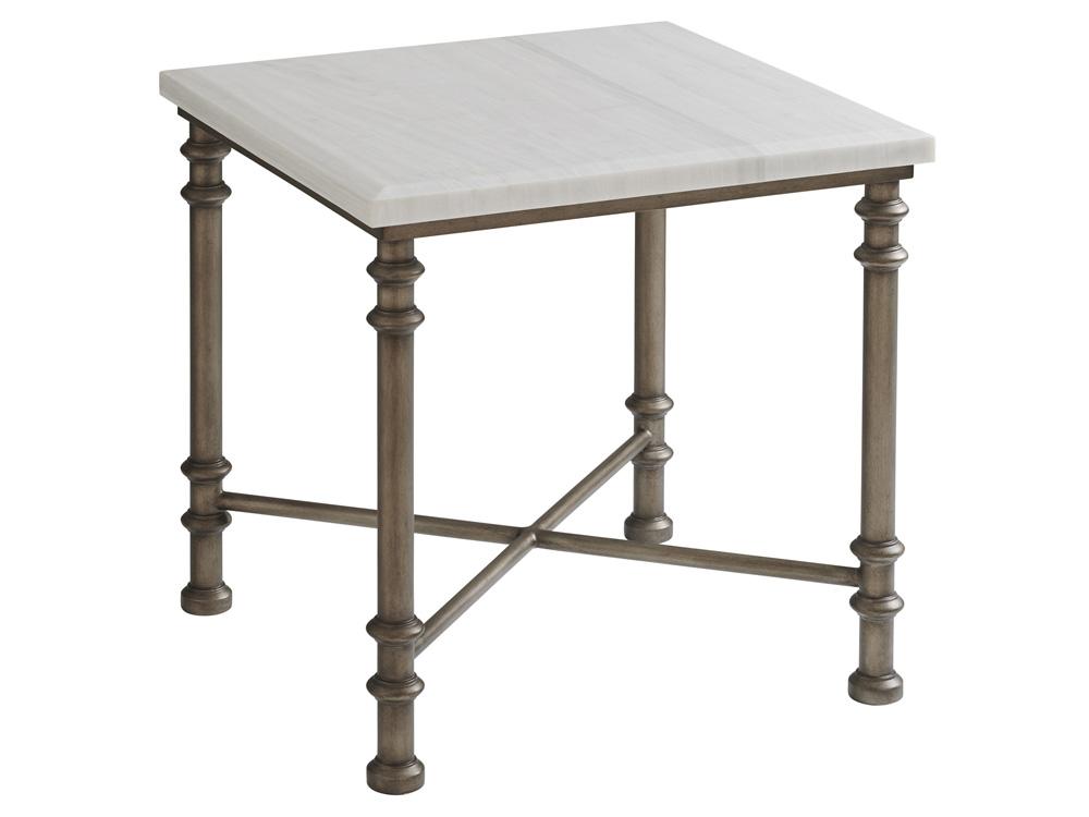 Tommy Bahama Home - Ocean Breeze Flagler Square Marble Top End Table, Caribbean Sands - 570-953 veiw 1