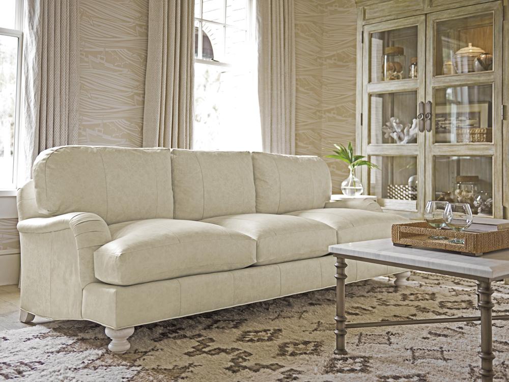 Tommy Bahama Home - Ocean Breeze Gilmore Leather Arm Sofa, White - LL7745-33-40 veiw 3