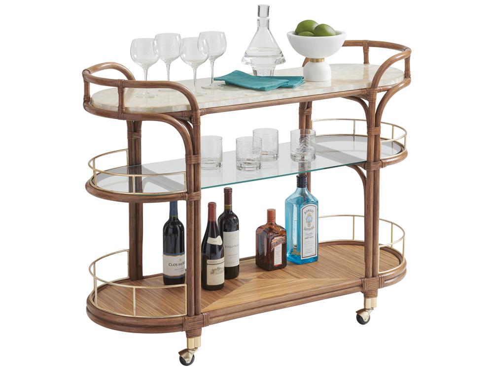 Tommy Bahama Home - Palm Desert Toscana Rattan Mobile Bar Cart, Sonoran - 575-862 veiw 1