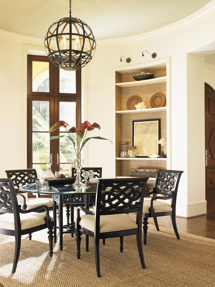 Tommy Bahama Home - Royal Kahala Sugar And Lace Dining Table with 54 Inch Round Glass Top - 539-875-54C veiw 3
