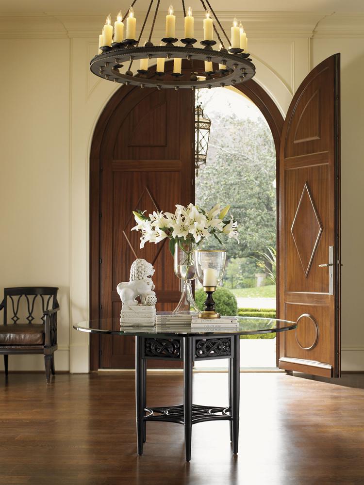 Tommy Bahama Home - Royal Kahala Sugar And Lace Dining Table with 54 Inch Round Glass Top - 539-875-54C veiw 4