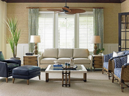 Tommy Bahama Home - Twin Palms Coconut Grove Leather Ottoman in Blue - LL7287-44-40 veiw 3