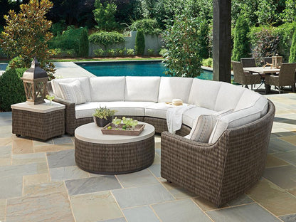 Tommy Bahama Outdoor - Cypress Point Ocean Terrace Curved Sectional Armless Sofa, Dark Brown - 3900-82R-41 veiw 3