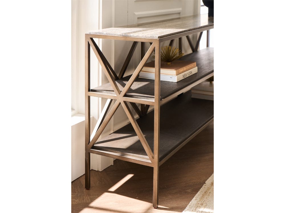 Universal Furniture - Brindle Console - Smioked Gold and Travertine - U508803 view 4