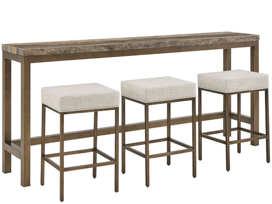 Universal Furniture - Brindle Console W Stools - Smioked Gold and Travertine - U508823 view 2