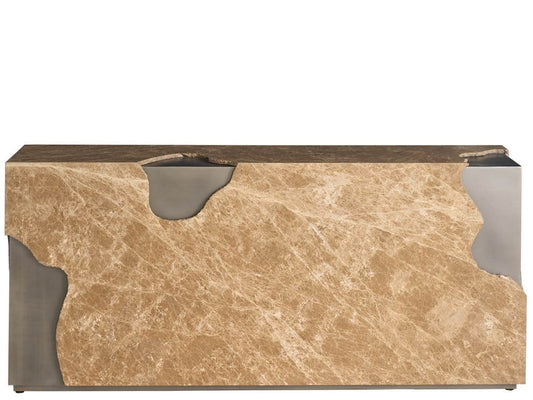 Universal Furniture - Modern Mirage 72" Wide Light Emperador Stone Top Antique Nickel Metal Finish Console Table - U560816 view 1