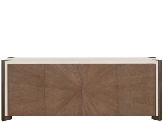 Universal Furniture - Modern Mist Credenza 89" Wide Smoked Gold Mist Finish Four-Door Storage Cabinet with Power Bar - U560A678 view 1