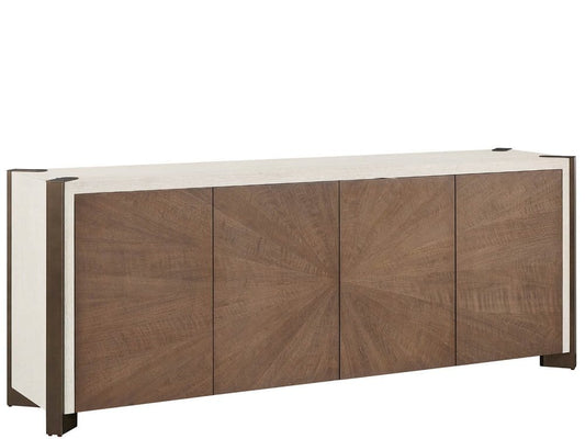 Universal Furniture - Modern Mist Credenza 89" Wide Smoked Gold Mist Finish Four-Door Storage Cabinet with Power Bar - U560A678 view 2