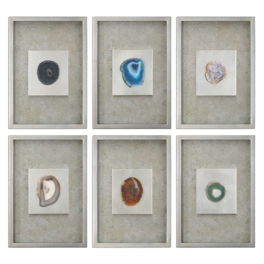 Uttermost - Agate Stone Silver Wall Art Set of 6 - 14555 veiw 1