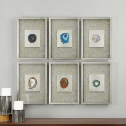 Uttermost - Agate Stone Silver Wall Art Set of 6 - 14555 veiw 2