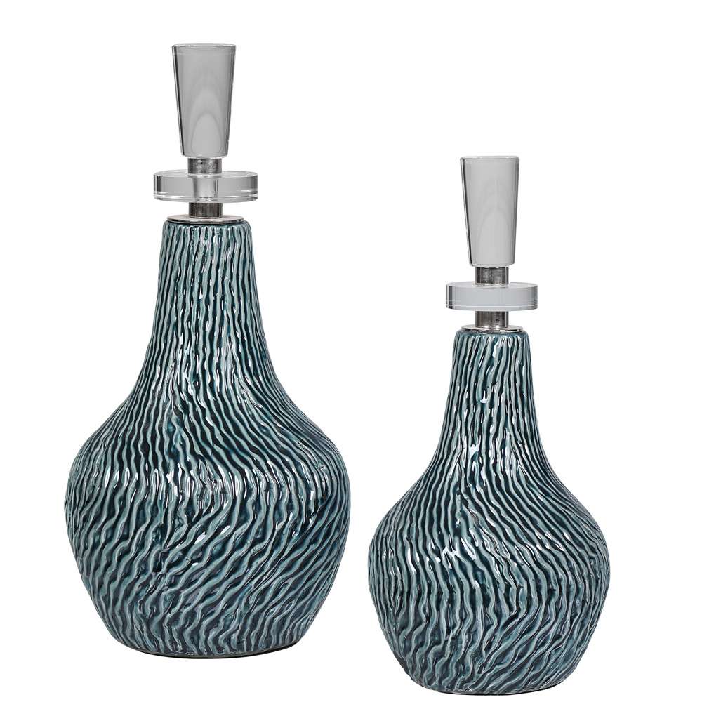 Uttermost - Almera Dark Teal Bottles (Set of 2) - 17842 veiw 1