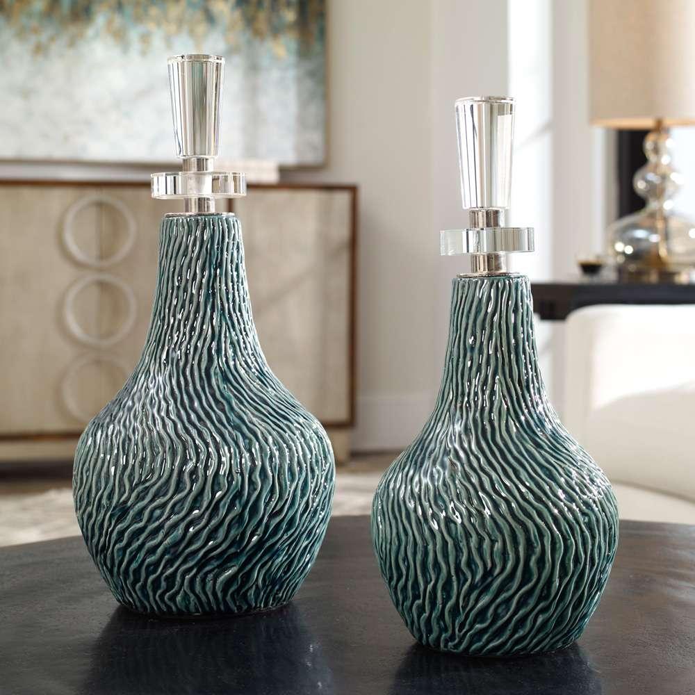 Uttermost - Almera Dark Teal Bottles (Set of 2) - 17842 veiw 2