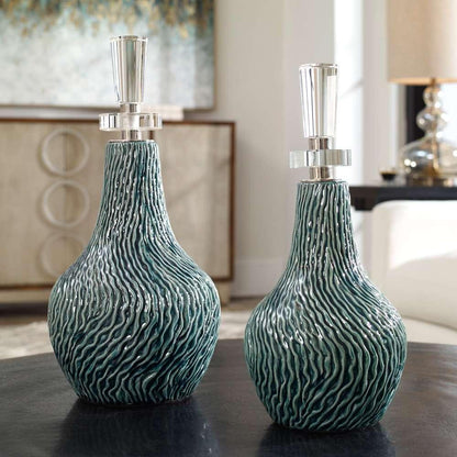 Uttermost - Almera Dark Teal Bottles (Set of 2) - 17842 veiw 2