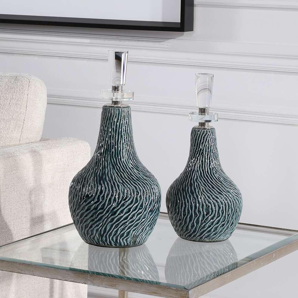 Uttermost - Almera Dark Teal Bottles (Set of 2) - 17842 veiw 3
