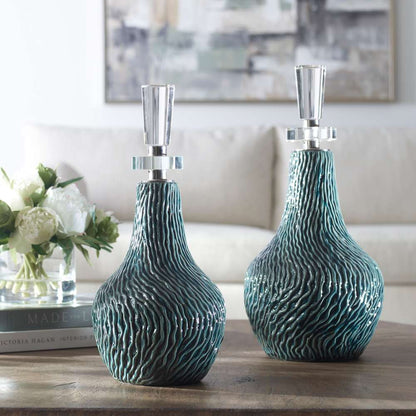 Uttermost - Almera Dark Teal Bottles (Set of 2) - 17842 veiw 4