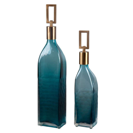 Uttermost - Annabella Teal Glass Bottles (Set of 2) - 20076 veiw 1