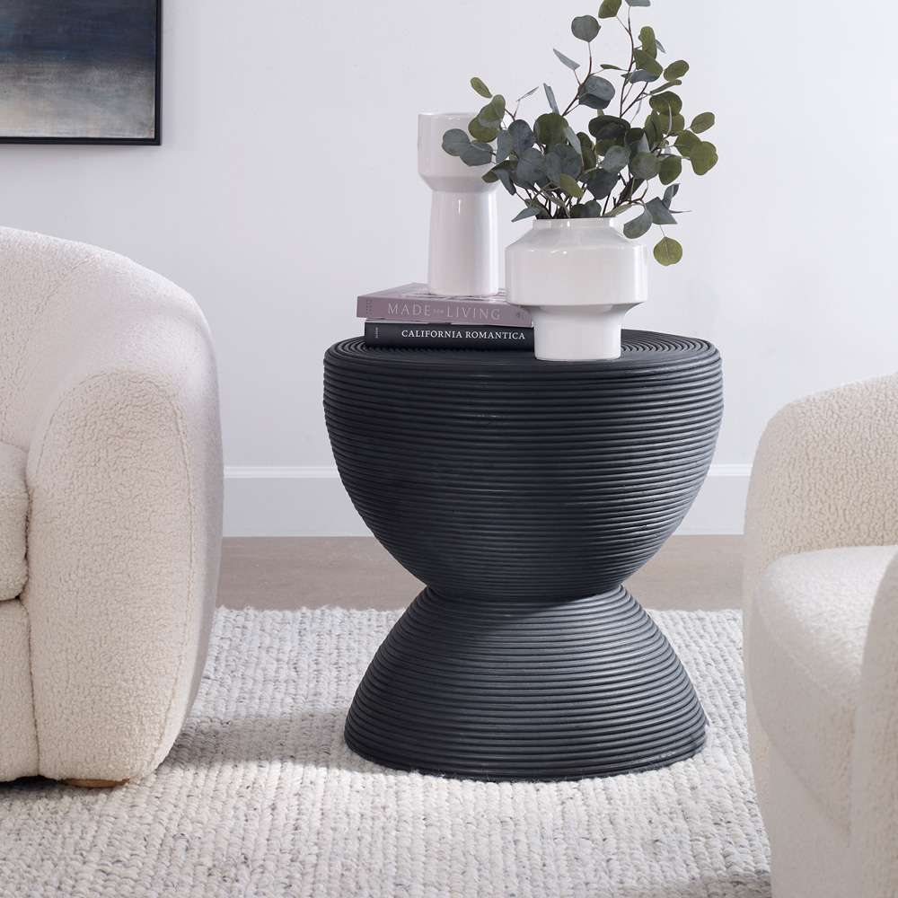 Uttermost - Bongo Black Rattan Side Table - 22899 veiw 2