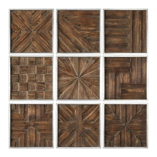 Uttermost - Bryndle Rustic Wooden Squares Set of 9 - 04115 veiw 1