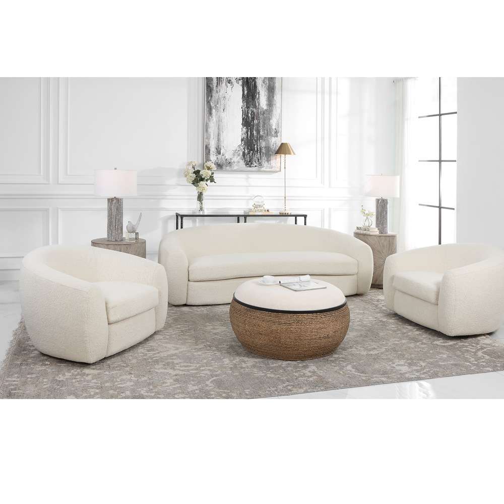 Uttermost - Capra Art Deco White Sofa - 23746 veiw 3