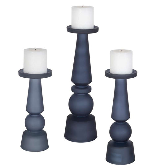 Uttermost - Cassiopeia Blue Glass Candleholders (Set of 3) - 17779 veiw 1