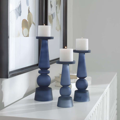 Uttermost - Cassiopeia Blue Glass Candleholders (Set of 3) - 17779 veiw 4