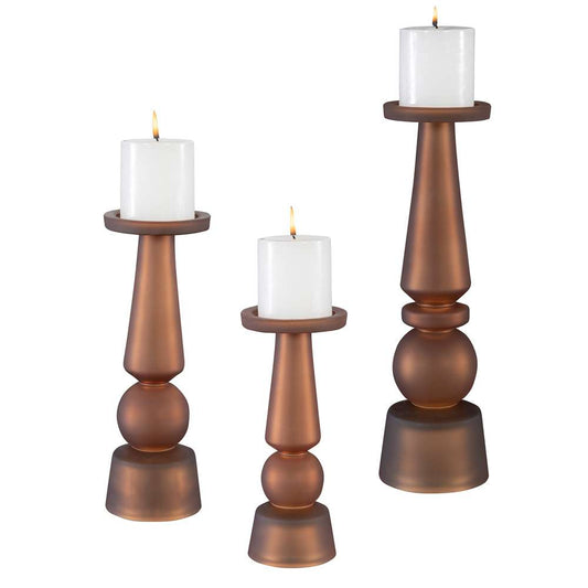 Uttermost - Cassiopeia Butter Rum Glass Candleholders (Set of 3) - 18045 veiw 1