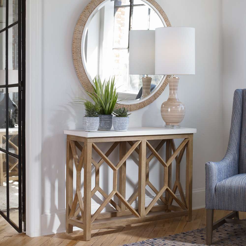 Uttermost - Catali Ivory Stone Console Table - 25811 veiw 2